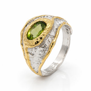 Сребърен пръстен - Riverstone Olivine