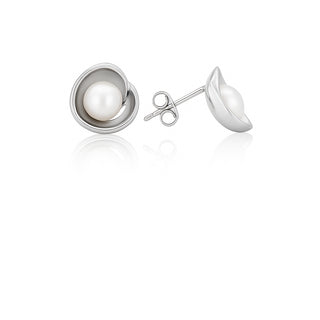 Сребърни обеци - Swirl Pearl