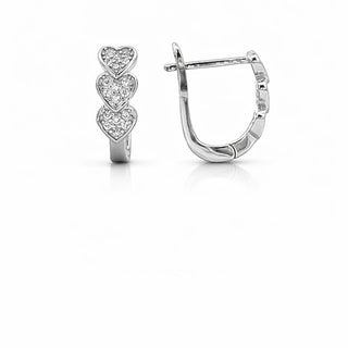 Сребърни обеци - Triple Heart Hoops