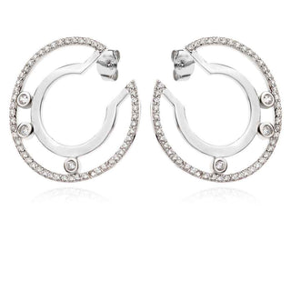 сребърни обеци, цирконий, родиево покритие, подходящи за повод