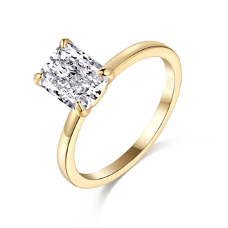 Сребърен пръстен с позлата и цирконий радиант - Aria Solitaire