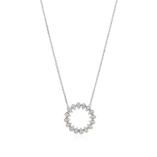 златно колие, бяло злато, диаманти, 18 карата