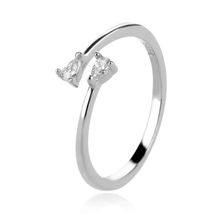 нежен сребърен пръстен, цирконии, родиево покритие,