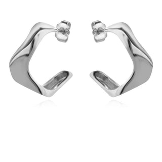 сребърни обеци, без камък, родиево покритие, обеци тип халки