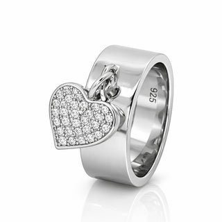 Сребърен пръстен - Pavé Heart Charm