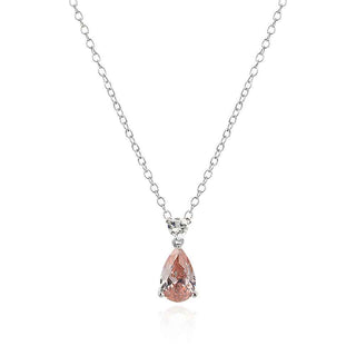 сребърно колие, цирконий, капка, родиево покритие,