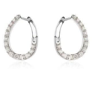 златни обеци, бяло злато, 18 карата, диаманти