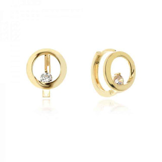 златни обеци, цирконий, обеци тип халки, подходящи за дете,