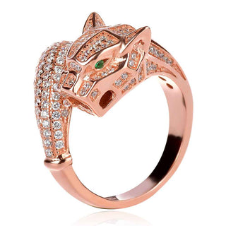 сребърен пръстен с розова позлата , стил Cartier, циркони