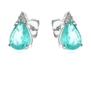 сребърни обеци, цирконий, турмалин парайба, родиево покритие,