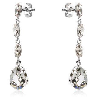 висящи сребърни обеци, кристали сваровски, родиево покритие