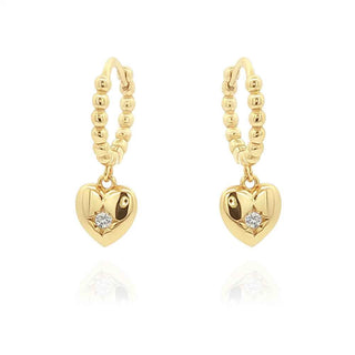 Сребърни обеци - Golden Heart Charm