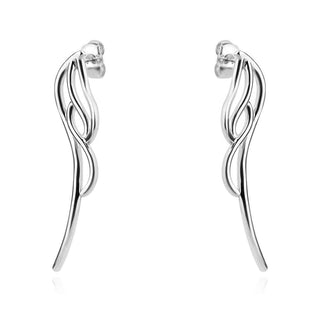 сребърни обеци, висящи обеци, без камък, родиево покритие