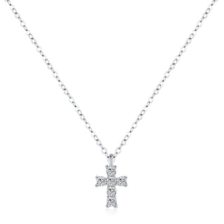 Сребърно колие - Moissanite Cross Light