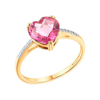 златен пръстен, розово злато, диаманти, розов топаз, сърце, sokolov,