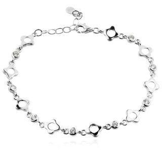 сребърна гривна, цирконий, родиево покритие