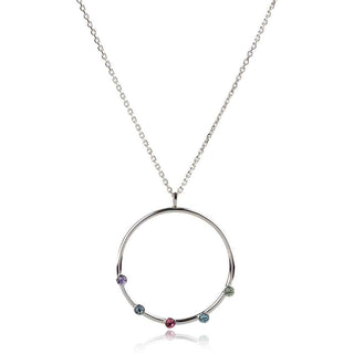 нежно сребърно колие, кристали сваровски, родиево покритие