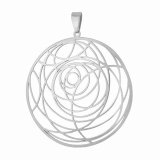 сребърен медальон, кръгове, без камък, родиево покритие, алфа