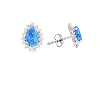 Сребърни обеци - Opal Halo Drops