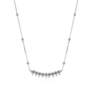 сребърно колие, цирконий, родиево покритие