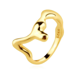 сребърен пръстен , без камък, жълта позлата