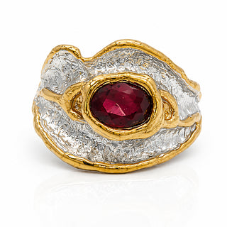Сребърен пръстен - Riverstone Ruby