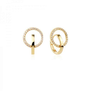 златни обеци, цирконий, обеци тип халки, цирконий