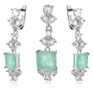 сребърен комплект, турмалин парайба, родиево покритие