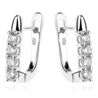 сребърни обеци, цирконий, родиево покритие,