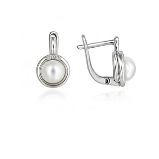 Сребърни обеци - Pearl Halo