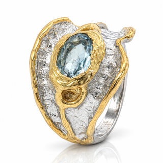 Сребърен пръстен - Riverstone Blue Topaz