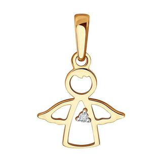 златен медальон, ангелче, брилянт, sokolov,