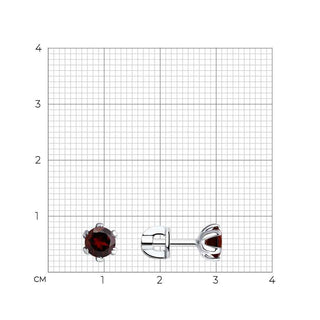 Сребърни обеци - Garnet round