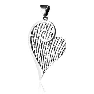 сребърен медальон, листо, без камък, оксидирано сребро, Алгара,