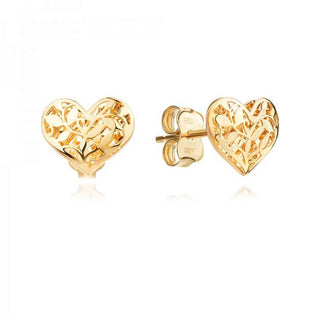 златни обеци, без камък, сърце