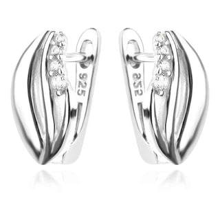 сребърни обеци, цирконий, родиево покритие