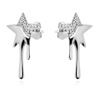 Сребърни обеци - Water drops stars