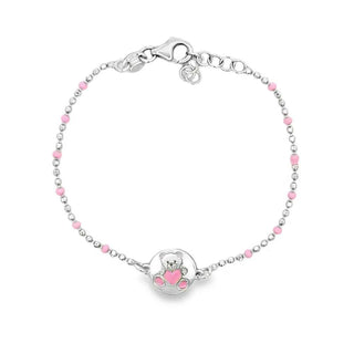 Детска сребърна гривна - Little Bear Charm Pink