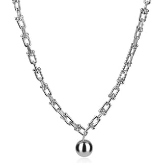 спортно елегантно сребърно колие, топче, без камъни, родиево покритие,