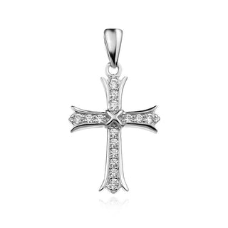 сребърен кръст, цирконий, родиево покритие