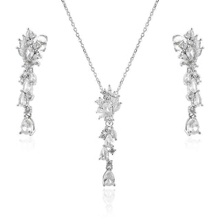 сребърен комплект, подходящ за повод, цирконий, родиево покритие