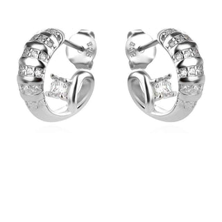 сребърни обеци, цирконий, родиево покритие