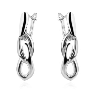 сребърни обеци, без камък, висящи обеци, родиево покритие