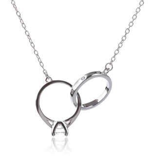 сребърно колие годежен пръстен и халка