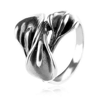 сребърен пръстен, без камък, оксидирано сребро, Алгара,