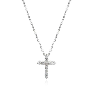 сребърен кръст, сребърно колие, цирконий, родиево покритие