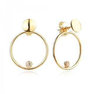 златни обеци, леко висящи, цирконий