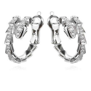 сребърни обеци, змия , цирконий, родиево покритие, по модел на Cartier