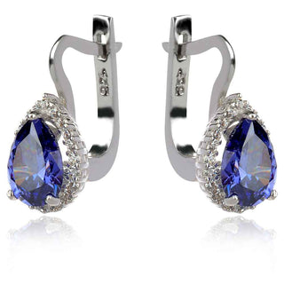 сребърни обеци на английско закопчаване с танзанит