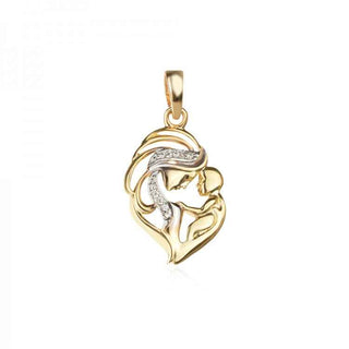златен медальон, майка с дете, цирконий